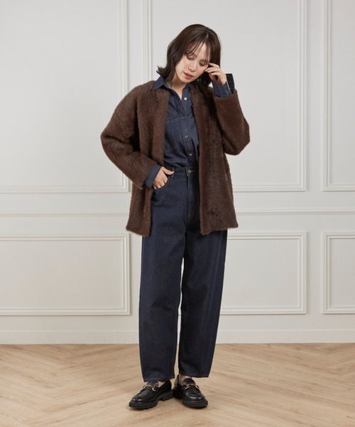 I.T.'S international（イッツインターナショナル）の「フェザーニットコーディガン（カーディガン/ボレロ・レディース・アイボリー/ブラウン・フリー）」の17枚目の写真