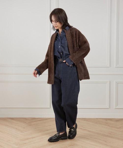 I.T.'S international（イッツインターナショナル）の「フェザーニットコーディガン（カーディガン/ボレロ・レディース・アイボリー/ブラウン・フリー）」の16枚目の写真