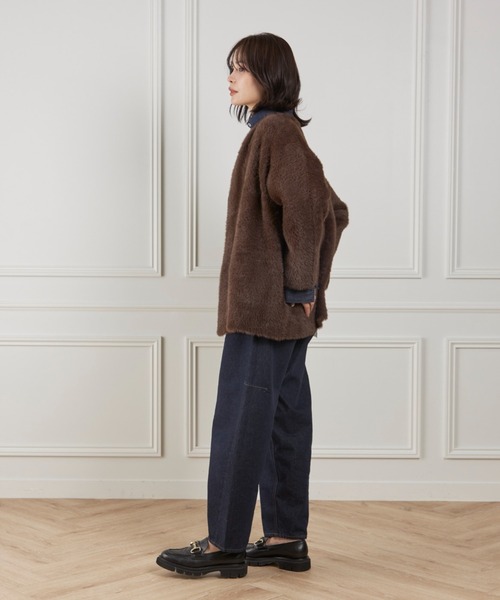 I.T.'S international（イッツインターナショナル）の「フェザーニットコーディガン（カーディガン/ボレロ・レディース・アイボリー/ブラウン・フリー）」の15枚目の写真