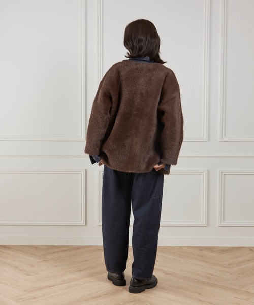 I.T.'S international（イッツインターナショナル）の「フェザーニットコーディガン（カーディガン/ボレロ・レディース・アイボリー/ブラウン・フリー）」の14枚目の写真