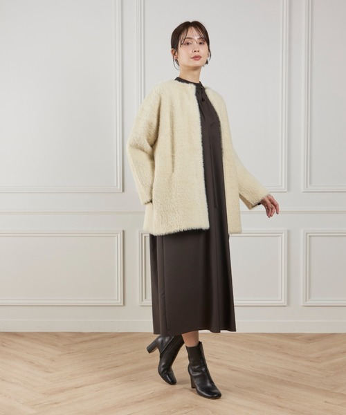 I.T.'S international（イッツインターナショナル）の「フェザーニットコーディガン（カーディガン/ボレロ・レディース・アイボリー/ブラウン・フリー）」の12枚目の写真