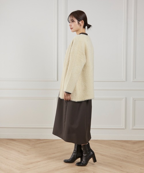 I.T.'S international（イッツインターナショナル）の「フェザーニットコーディガン（カーディガン/ボレロ・レディース・アイボリー/ブラウン・フリー）」の11枚目の写真