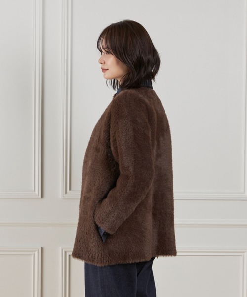 I.T.'S international（イッツインターナショナル）の「フェザーニットコーディガン（カーディガン/ボレロ・レディース・アイボリー/ブラウン・フリー）」の9枚目の写真