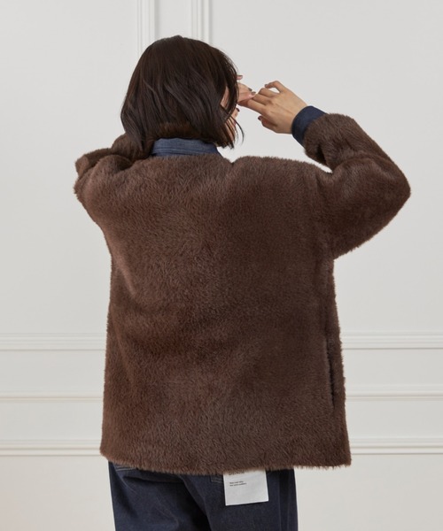 I.T.'S international（イッツインターナショナル）の「フェザーニットコーディガン（カーディガン/ボレロ・レディース・アイボリー/ブラウン・フリー）」の8枚目の写真