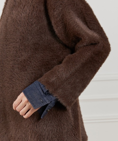 I.T.'S international（イッツインターナショナル）の「フェザーニットコーディガン（カーディガン/ボレロ・レディース・アイボリー/ブラウン・フリー）」の5枚目の写真