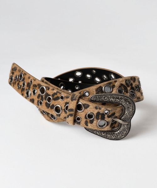 セール】ASSORT EYELET DESIGN UNBORN CARF LIKE HEAVY BUCKLE BELT