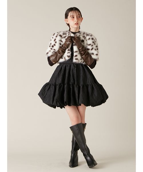 LILY BROWN（リリーブラウン）の「ジャカードバルーンミニワンピース