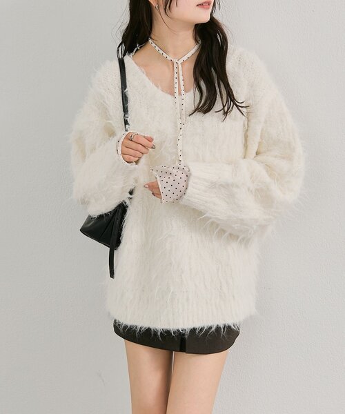 セール】【前後2way】ふわふわシャギーニット（ニット/セーター