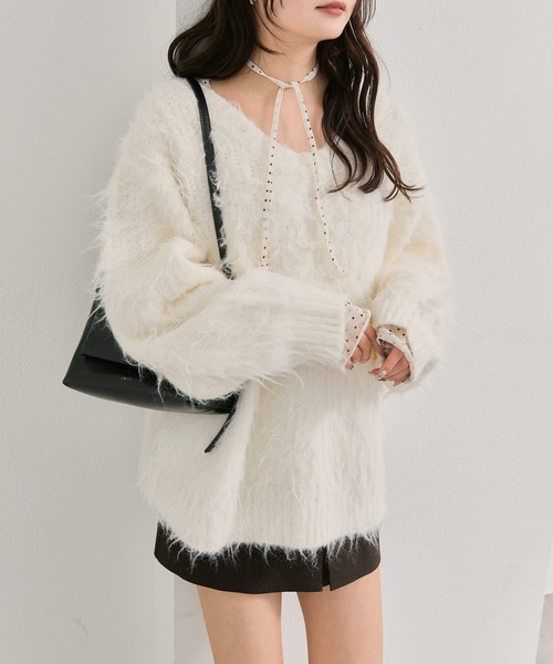 セール】【/前後2way/今すぐお届け可能！】ふわふわシャギーニット