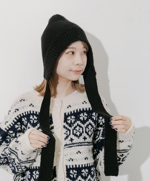 SMELLY(スメリー)の「ニットキャップボンネット(ニットキャップ/ビーニー・レディース・ブラック/アイボリー・-)」の8枚目の写真