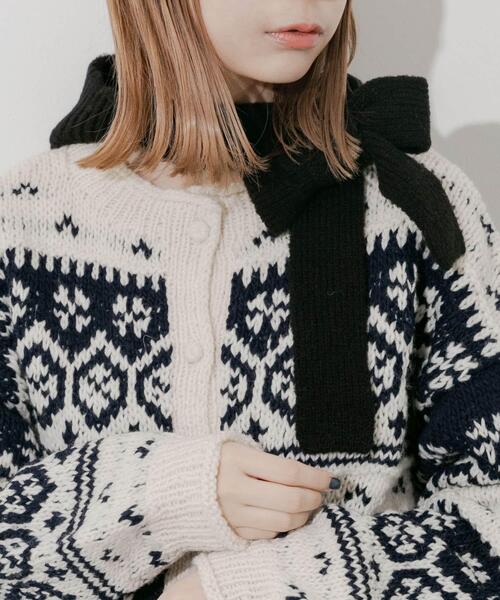 SMELLY(スメリー)の「ニットキャップボンネット(ニットキャップ/ビーニー・レディース・ブラック/アイボリー・-)」の5枚目の写真