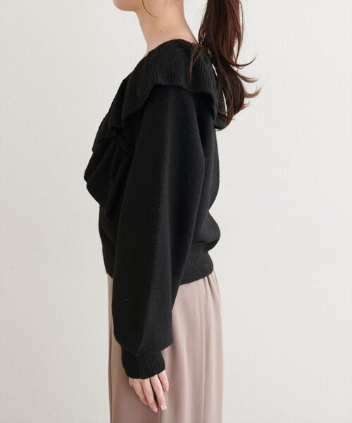 natural couture（ナチュラルクチュール）の「【WEB限定】クロスフリルニット（ニット/セーター・レディース・ブラック/アイボリー/ピンク/チャコールグレー・FREE）」の18枚目の写真