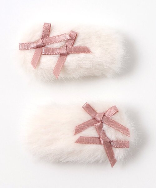 apres les cours（アプレレクール）の「ファーリボンヘアクリップ（バレッタ/ヘアクリップ・キッズ・アイボリー・FREE）」の9枚目の写真