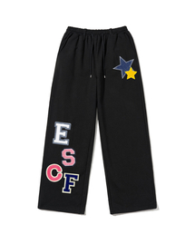 ESCF パッチワークプリントスウェットパンツ ブラック