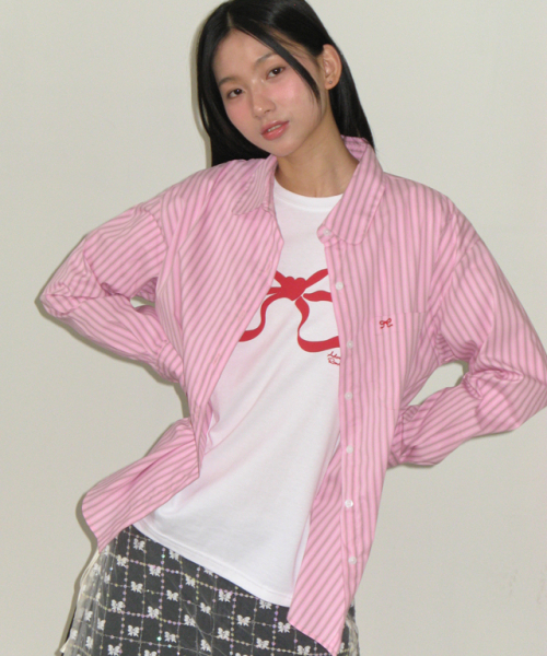 RONRON（ロンロン）の「EMBO HEART RIBBON BASIC FIT LONG SLEEVE WHITE（Tシャツ/カットソー・レディース・その他・FREE）」の6枚目の写真
