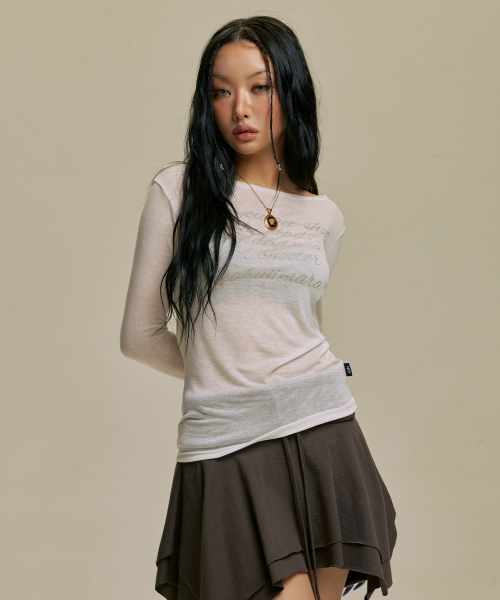 GILAARCHIVE(ギラアーカイブ)の「LETTERING SHEER LONG SLEEVE_WH(Tシャツ/カットソー・レディース・その他・FREE)」の2枚目の写真