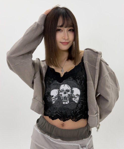 .KOM(ドットコム)の「A'GEM/9 × .kom 『.KOM/ドットケーオーエム』 カットオフデザインジップパーカー(パーカー・レディース・チャコールグレー/ピンク・FREE)」の18枚目の写真