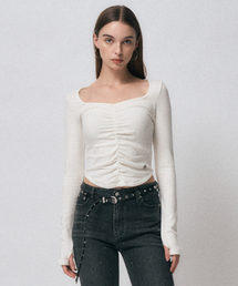 Midnight Move（ミッドナイトムーブ）の「sq shirring t [ivory]（Tシャツ/カットソー・レディース）」