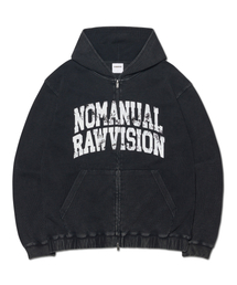 VINTAGE WAFFLE HOODED ZIP-UP - WASHED BLACK