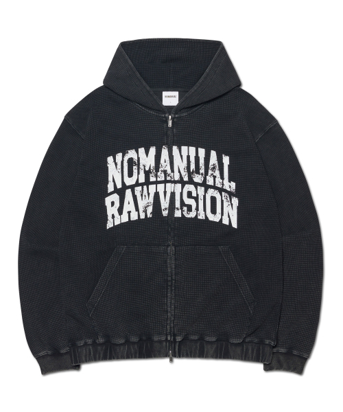 NOMANUAL(NOMANUAL)の「VINTAGE WAFFLE HOODED ZIP-UP - WASHED BLACK(パーカー・レディース・その他・LARGE/X-LARGE/SMALL/MEDIUM)」の1枚目の写真