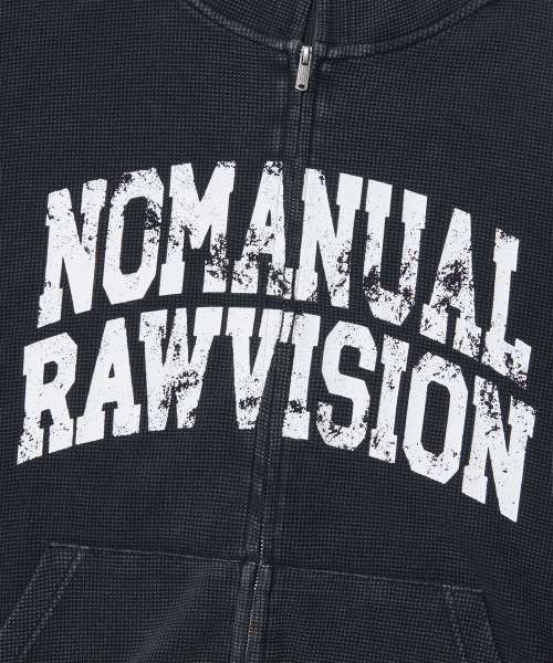 NOMANUAL(NOMANUAL)の「VINTAGE WAFFLE HOODED ZIP-UP - WASHED BLACK(パーカー・レディース・その他・LARGE/X-LARGE/SMALL/MEDIUM)」の5枚目の写真
