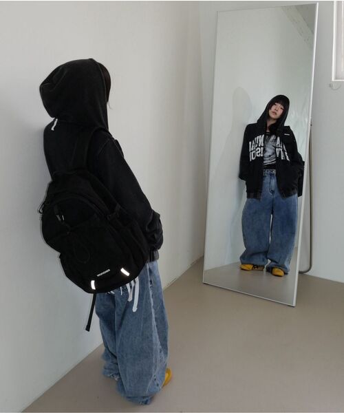 NOMANUAL(NOMANUAL)の「VINTAGE WAFFLE HOODED ZIP-UP - WASHED BLACK(パーカー・レディース・その他・LARGE/X-LARGE/SMALL/MEDIUM)」の7枚目の写真