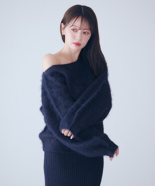 fupel(フぺル)の「2way brushed knit setup / 2way起毛ニットセットアップ(セットアップ・レディース・オフホワイト/グレー/ネイビー・FREE)」の1枚目の写真