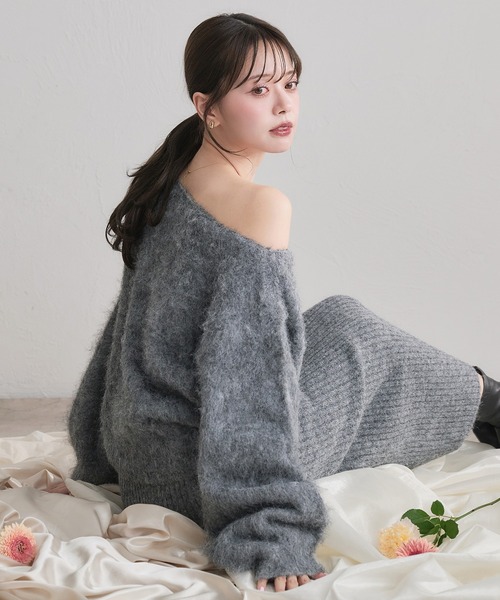 fupel(フぺル)の「2way brushed knit setup / 2way起毛ニットセットアップ(セットアップ・レディース・オフホワイト/グレー/ネイビー・FREE)」の3枚目の写真