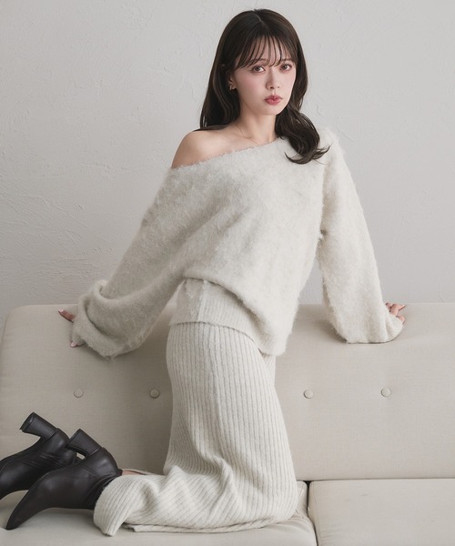 fupel(フぺル)の「2way brushed knit setup / 2way起毛ニットセットアップ(セットアップ・レディース・オフホワイト/グレー/ネイビー・FREE)」の21枚目の写真