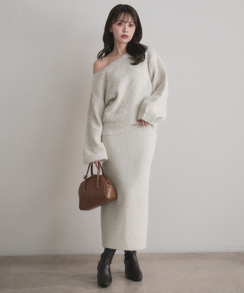 fupel(フぺル)の「2way brushed knit setup / 2way起毛ニットセットアップ(セットアップ・レディース・オフホワイト/グレー/ネイビー・FREE)」の6枚目の写真