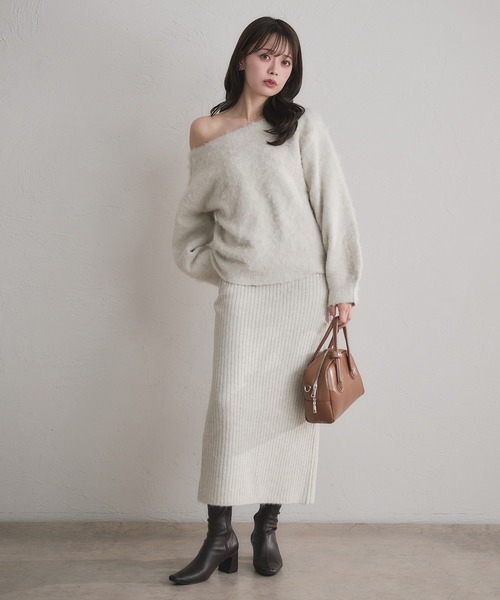 fupel(フぺル)の「2way brushed knit setup / 2way起毛ニットセットアップ(セットアップ・レディース・オフホワイト/グレー/ネイビー・FREE)」の8枚目の写真