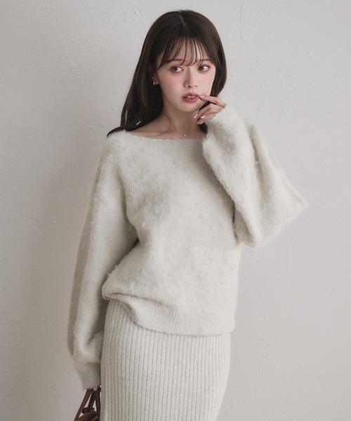 fupel(フぺル)の「2way brushed knit setup / 2way起毛ニットセットアップ(セットアップ・レディース・オフホワイト/グレー/ネイビー・FREE)」の5枚目の写真