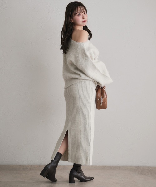 fupel(フぺル)の「2way brushed knit setup / 2way起毛ニットセットアップ(セットアップ・レディース・オフホワイト/グレー/ネイビー・FREE)」の17枚目の写真