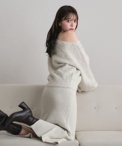 fupel(フぺル)の「2way brushed knit setup / 2way起毛ニットセットアップ(セットアップ・レディース・オフホワイト/グレー/ネイビー・FREE)」の20枚目の写真