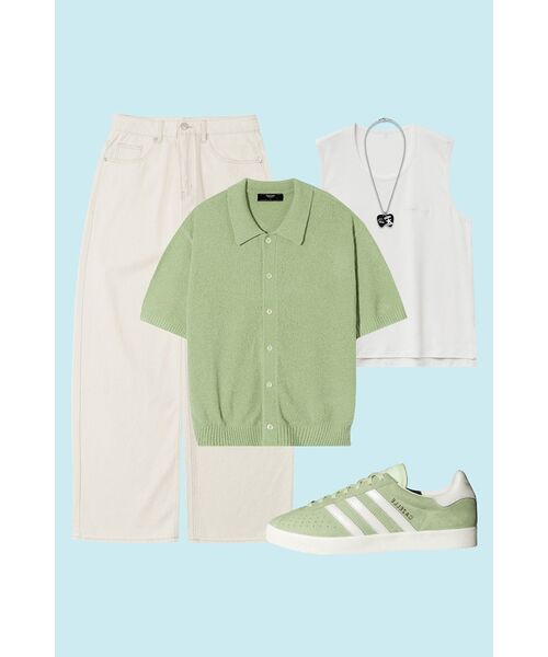 TRILLION(トリリオン)の「ウォッシャブルブックルカラー 半袖ニット(LIGHT GREEN)(Tシャツ/カットソー・レディース・その他・MEDIUM/LARGE/X-LARGE)」の9枚目の写真