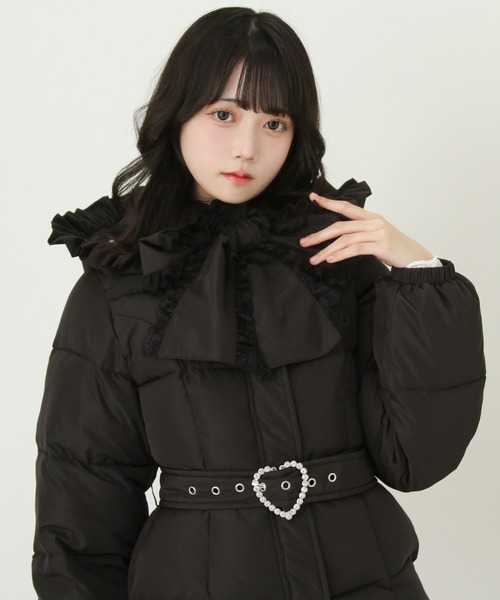 DearMyLove(ディアマイラブ)の「ビッグボウタイリボンAラインフェイクダウンコート【中綿】(その他アウター・レディース・ブラック/ホワイト・MEDIUM/LARGE/3L)」の17枚目の写真