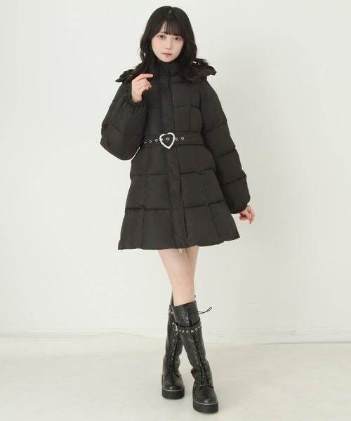 ビッグボウタイリボンAラインフェイクダウンコート【中綿】（その他