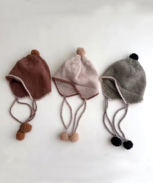 セール】【 Bambin / ボンバン 】 ポンポン イヤー フラップ ニット