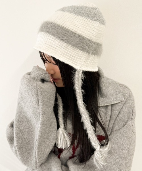 WEGO（ウィゴー）の「WEGO/ラメラインニットキャップ（ニットキャップ/ビーニー・レディース・ブラック/ホワイト/ベージュ・FREE）」の5枚目の写真