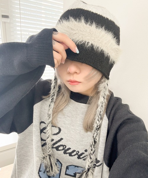 WEGO（ウィゴー）の「WEGO/ラメラインニットキャップ（ニットキャップ/ビーニー・レディース・ブラック/ホワイト/ベージュ・FREE）」の6枚目の写真