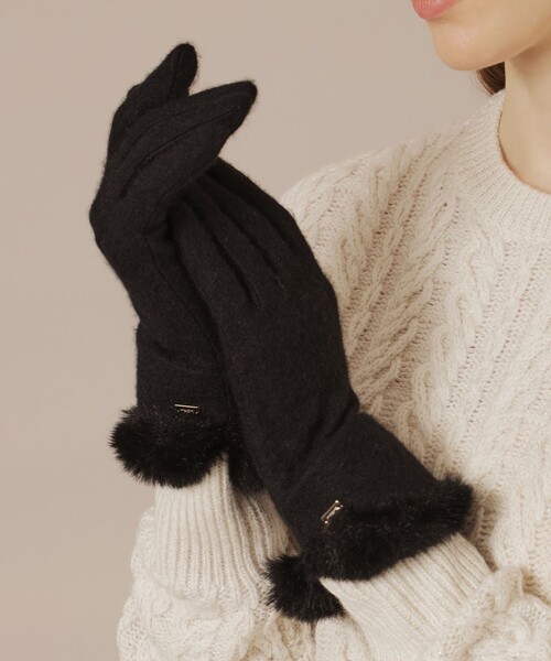 MACKINTOSH LONDON（マッキントッシュ ロンドン）の「【Precious12月号】カシミヤニットグローブ（手袋・レディース・ブルー系その他4/ベージュ/ブラック・FREE）」の4枚目の写真