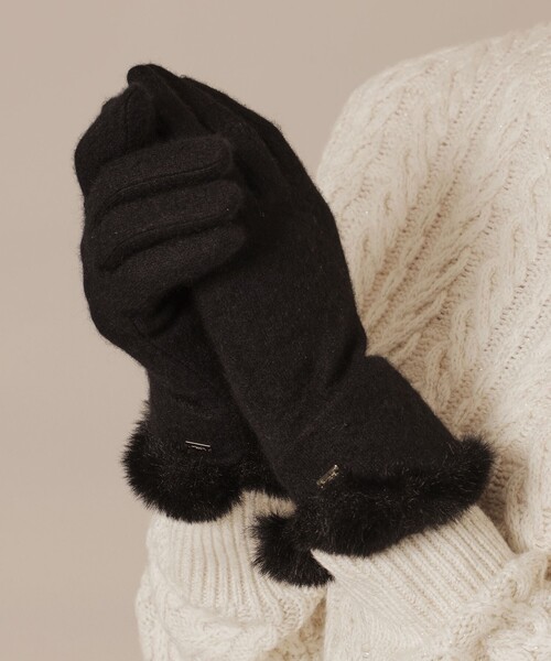 MACKINTOSH LONDON（マッキントッシュ ロンドン）の「【Precious12月号】カシミヤニットグローブ（手袋・レディース・ブルー系その他4/ベージュ/ブラック・FREE）」の5枚目の写真