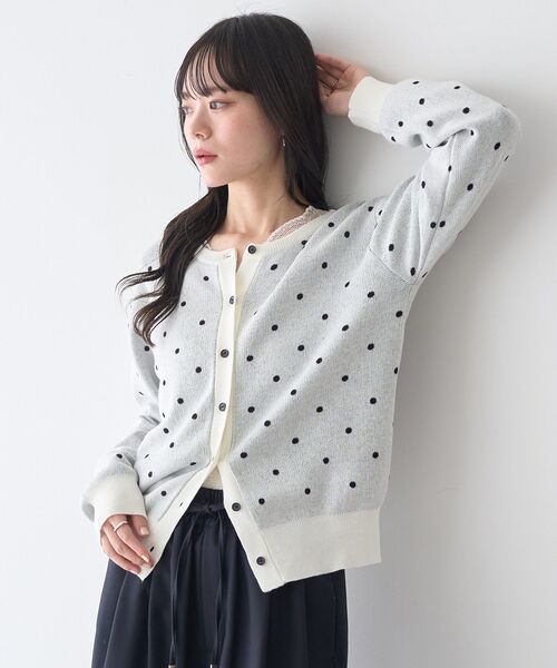 earth music&ecology（アースミュージックアンドエコロジー）の「ドットジャガードカーディガン（カーディガン/ボレロ・レディース・グレー/アイボリー・FREE）」の22枚目の写真