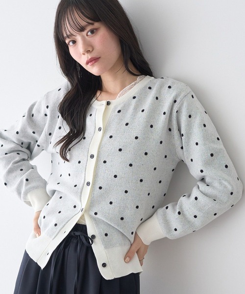ドットジャガードカーディガン（カーディガン/ボレロ）｜earth