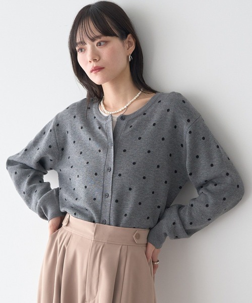 ドットジャガードカーディガン（カーディガン/ボレロ）｜earth