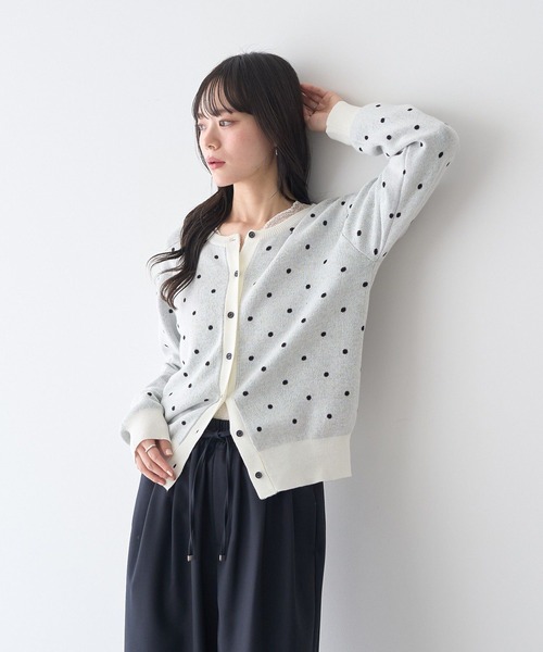 earth music&ecology（アースミュージックアンドエコロジー）の「ドットジャガードカーディガン（カーディガン/ボレロ・レディース・グレー/アイボリー・FREE）」の10枚目の写真