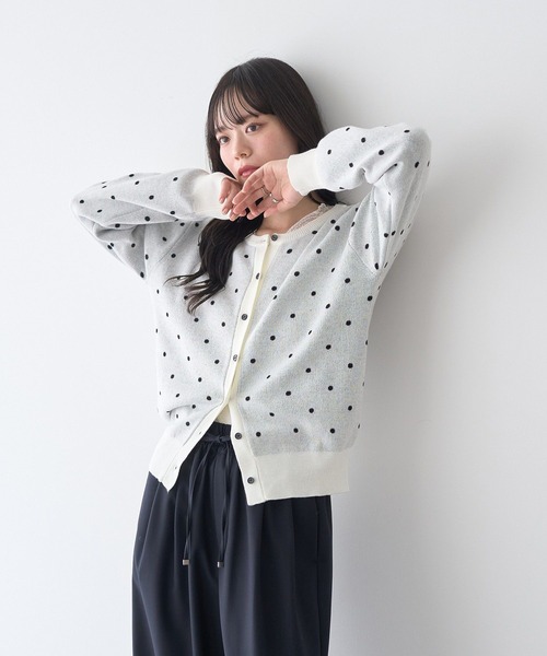 earth music&ecology（アースミュージックアンドエコロジー）の「ドットジャガードカーディガン（カーディガン/ボレロ・レディース・グレー/アイボリー・FREE）」の11枚目の写真