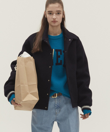 NOHANT（ノアン）の「VARSITY MINIMAL WOOL JUMPER NAVY（スタジャン）」