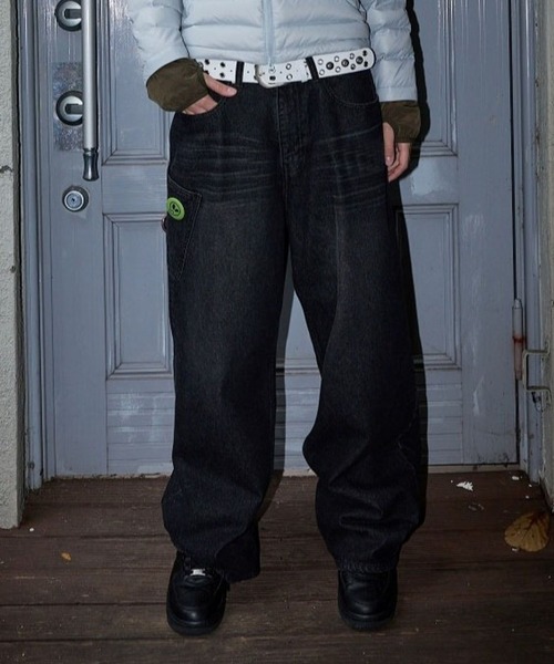 HOODHOOD（フッドフッド）の「★K-POPアイドル着用【UNISEX】HOODHOOD／NO STRESSデニム（デニムパンツ・レディース・ブルー/ブラック・MEDIUM/LARGE）」の14枚目の写真