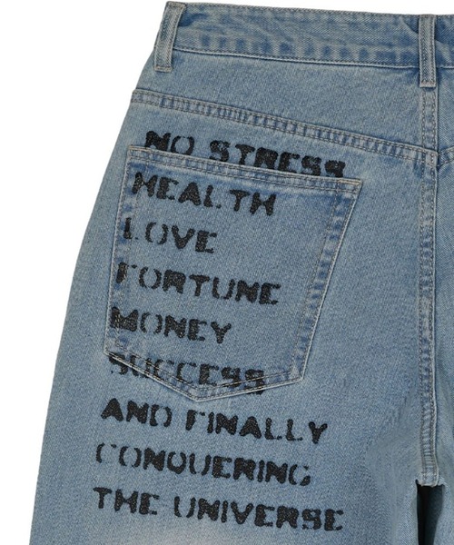 HOODHOOD（フッドフッド）の「★K-POPアイドル着用【UNISEX】HOODHOOD／NO STRESSデニム（デニムパンツ・レディース・ブルー/ブラック・MEDIUM/LARGE）」の4枚目の写真